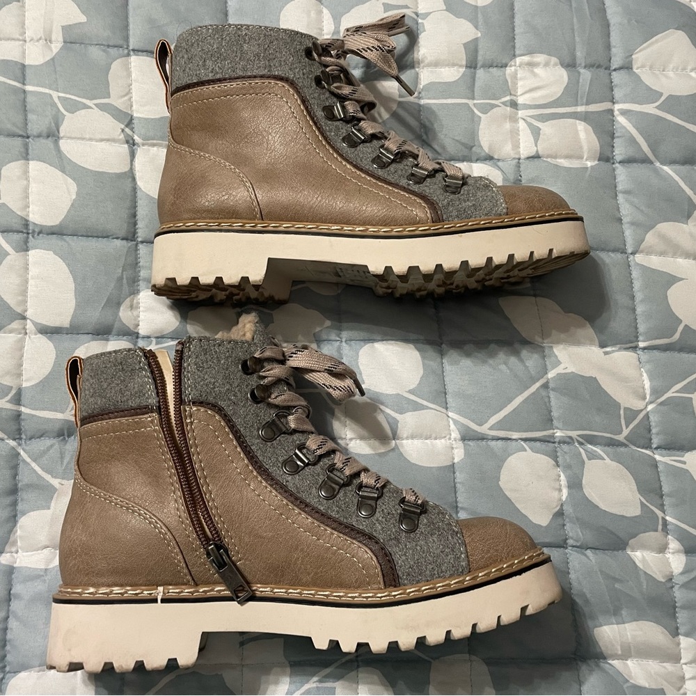 Stylish Gray and Tan Women's Boots